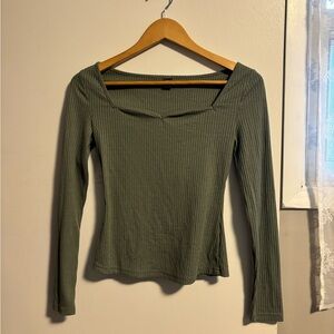 Olive green long sleeve top